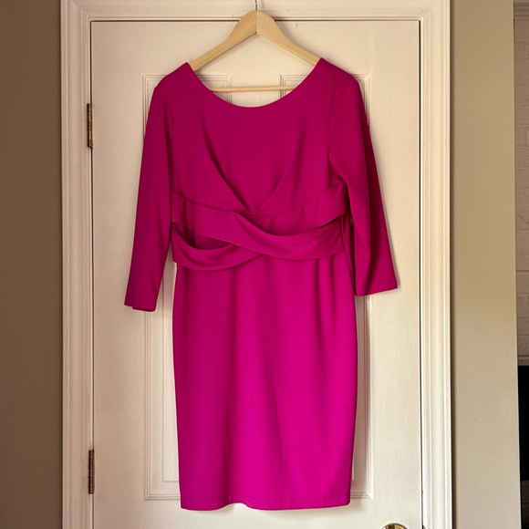Textured Wrap Waist Sheath Dress 14P - Picture 4 of 7